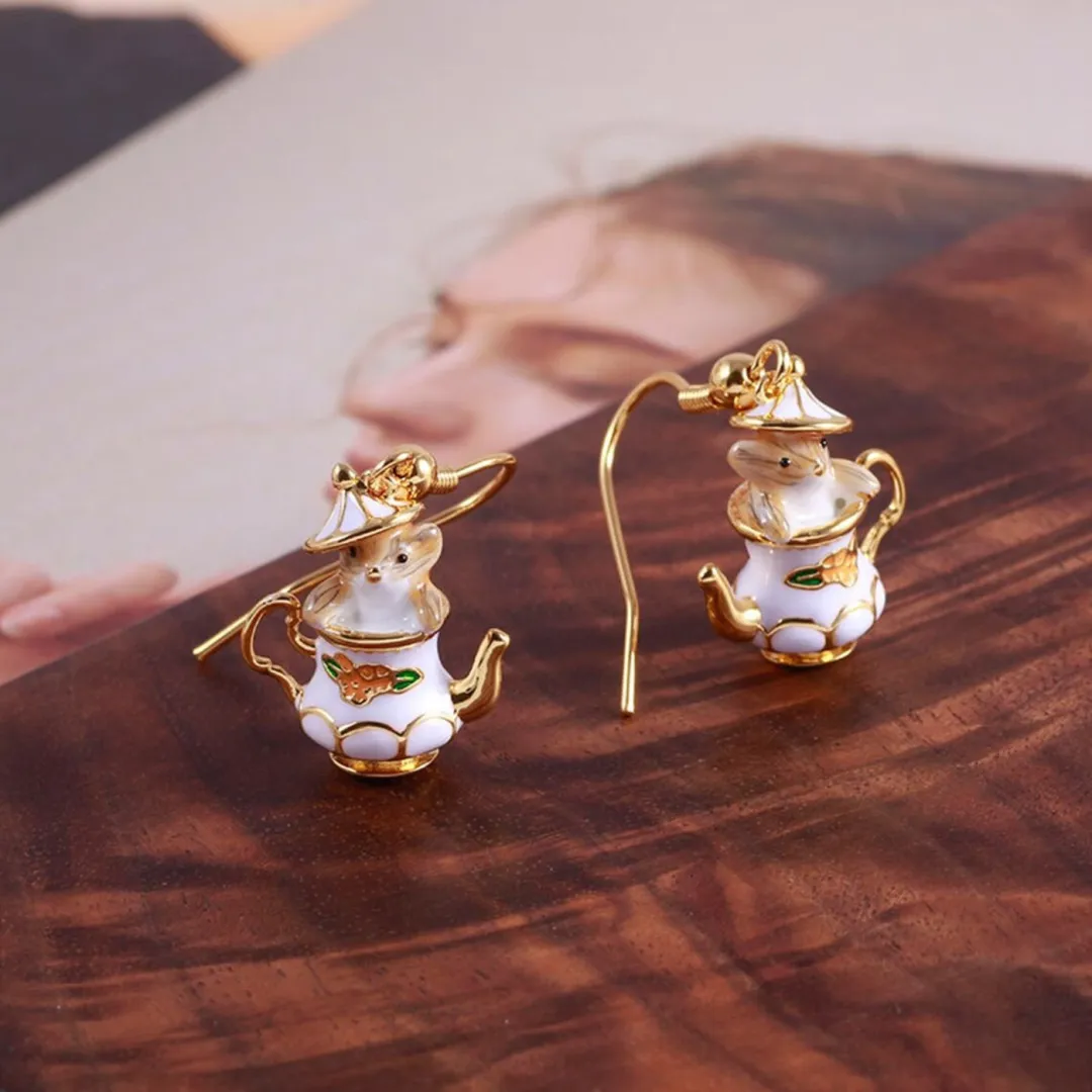 Mouse In My Teapot Earrings Set