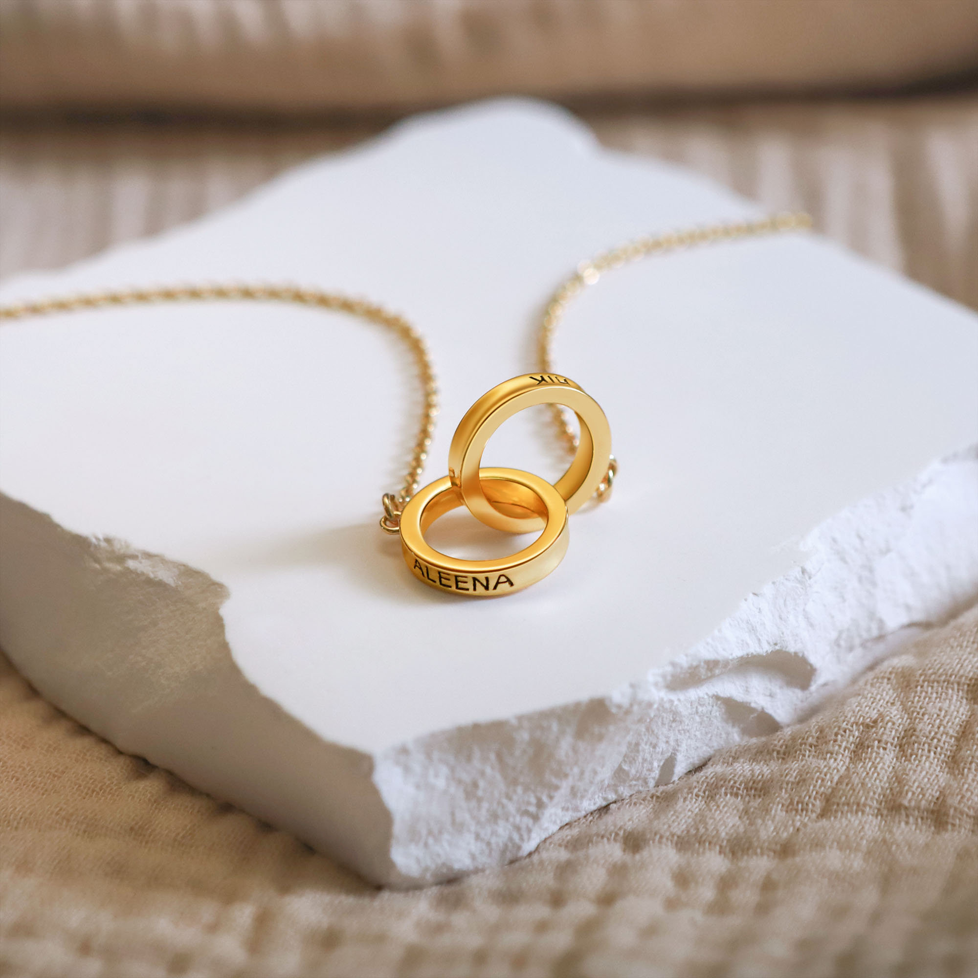 For Love - Minimalist Interlocking Circle Custom Necklace