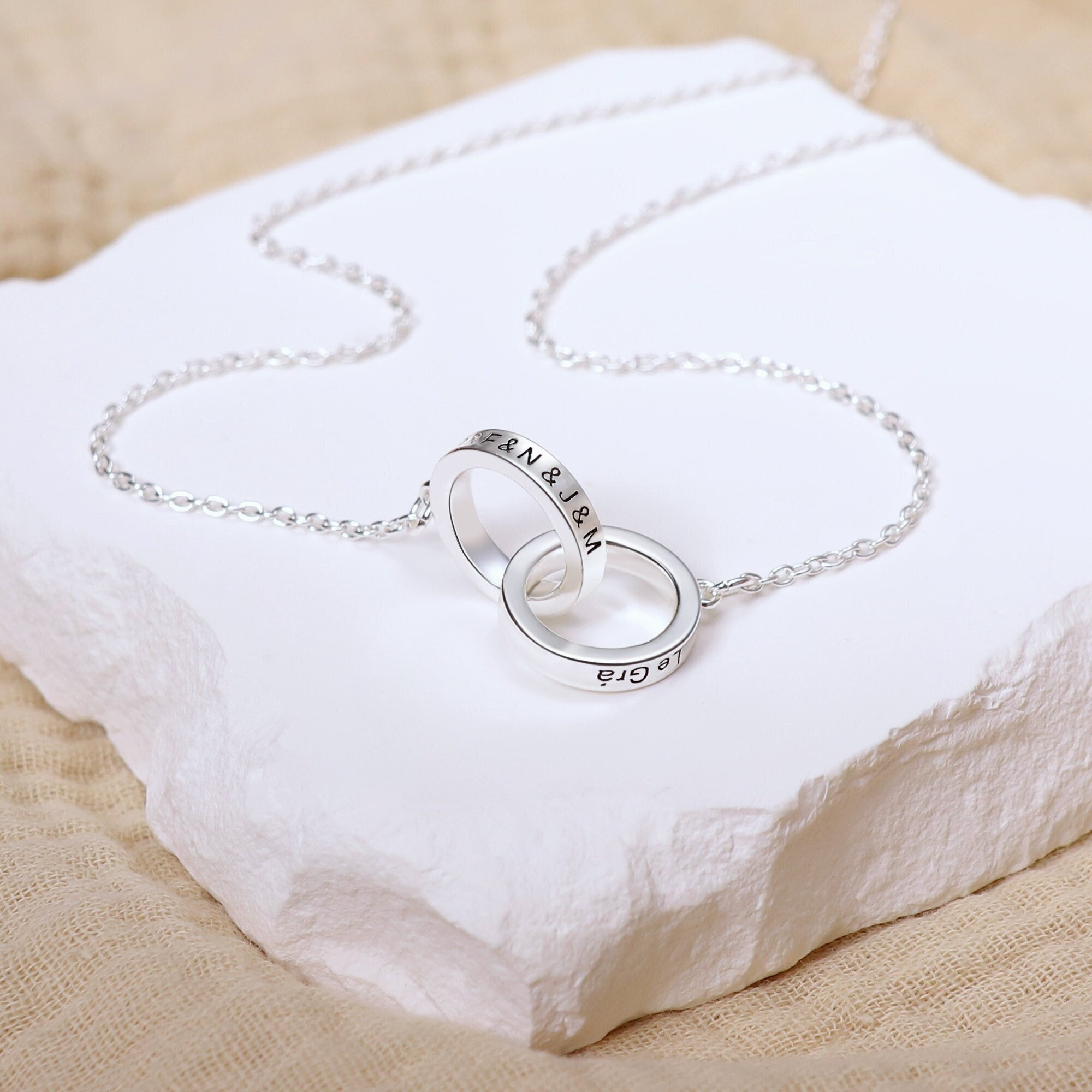 For Love - Minimalist Interlocking Circle Custom Necklace