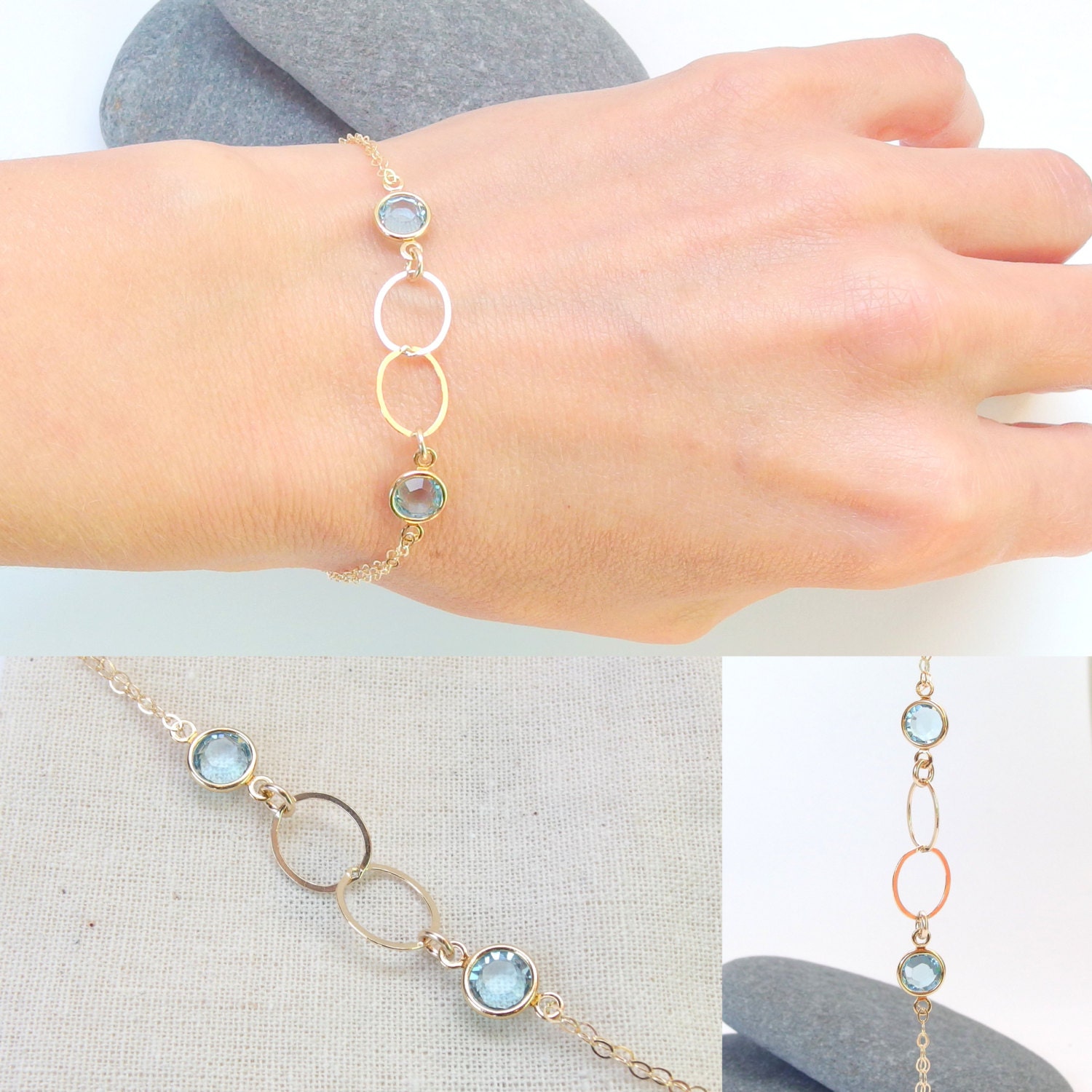 Mother And Daughter Forever Linked Together Custom Birthstones Bracelet