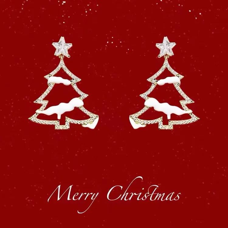 🎄Christmas Hot Sale✨White Snow Christmas Tree Earrings