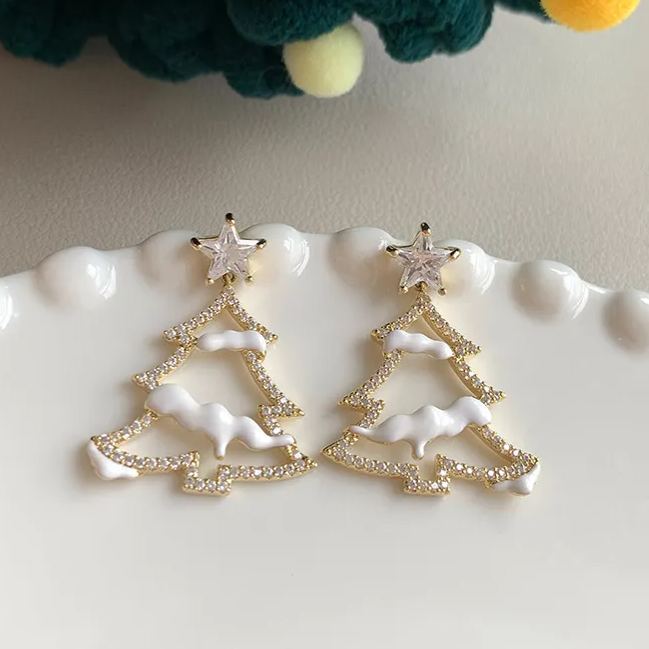 🎄Christmas Hot Sale✨White Snow Christmas Tree Earrings