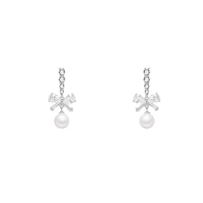 🎄Christmas Hot Sale✨Shiny Bow Pearl Earrings