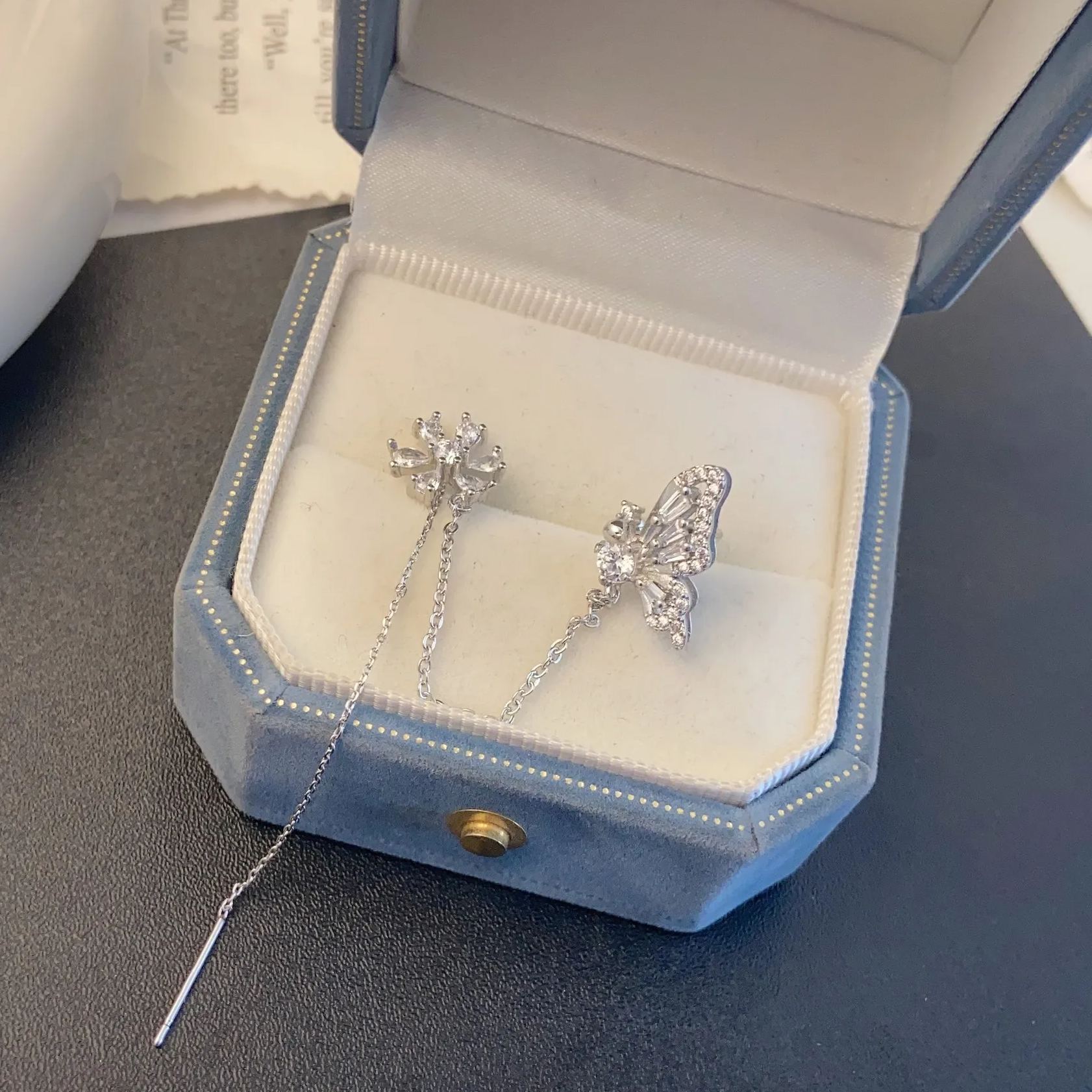 🎉NEW YEAR HOT SALE✨Flower Butterfly Tassel Style Zircon Earrings