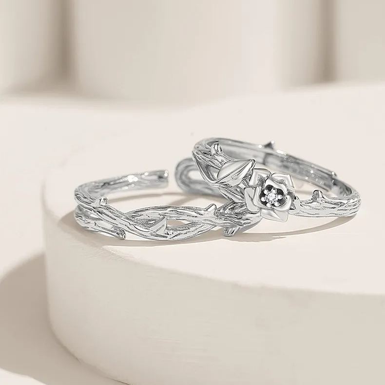 🌹Valentine's Day Hot Sale💝Thorns and Roses S925 Silver Couple Ring