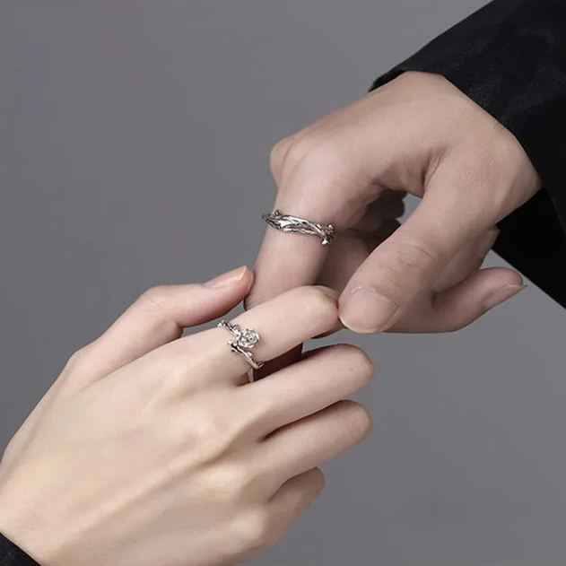 🌹Valentine's Day Hot Sale💝Thorns and Roses S925 Silver Couple Ring