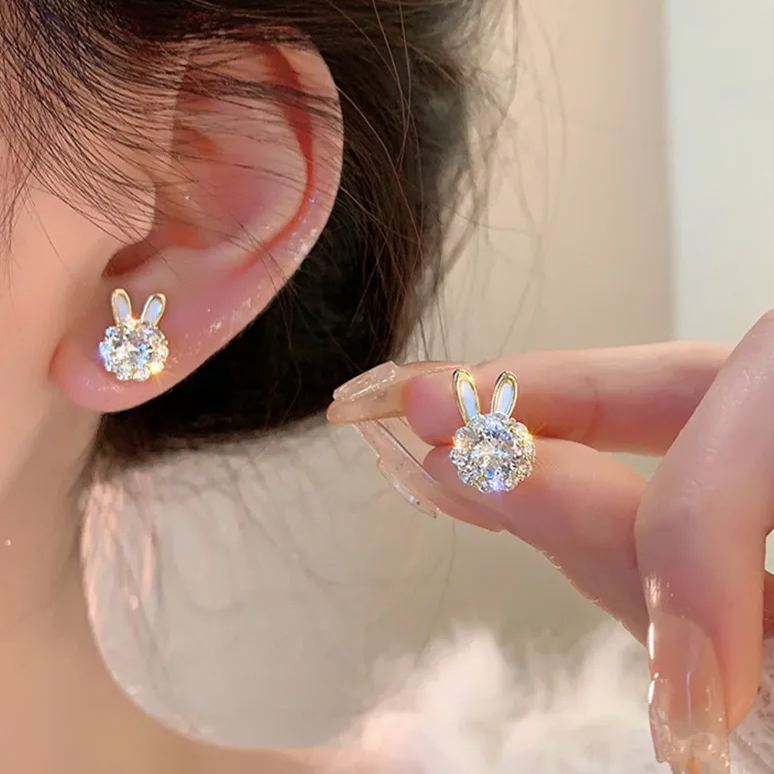 🎉New Year Hot Sale✨Rabbit Shape Rotating Zircon Earrings