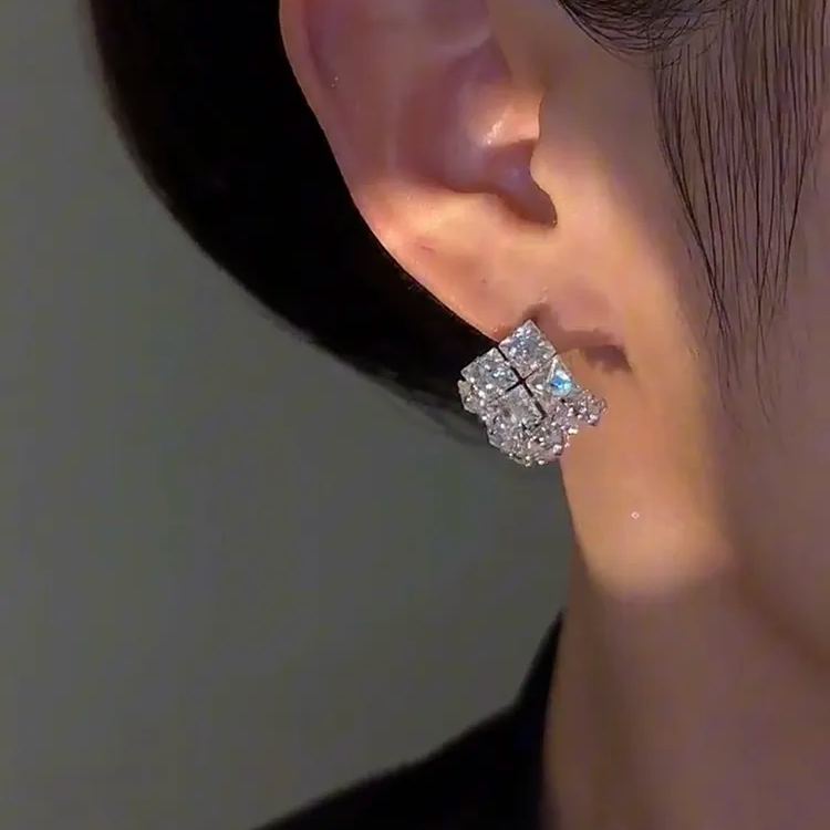🎉New Year Hot Sale✨French Style Square Zircon Stud Earrings