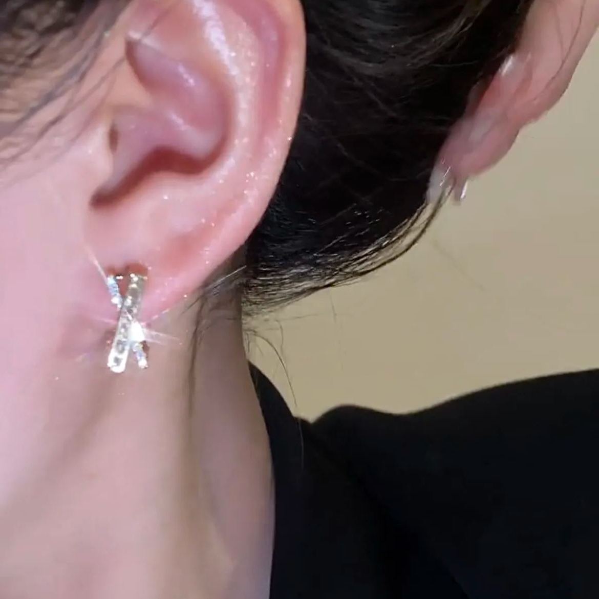 🌹Valentine's Day Hot Sale💝French Style Zircon Cross Earrings