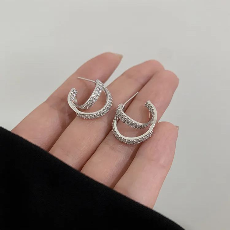 🌸2024 Spring Hot Sale✨Italian Style Zircon Hoop Earrings