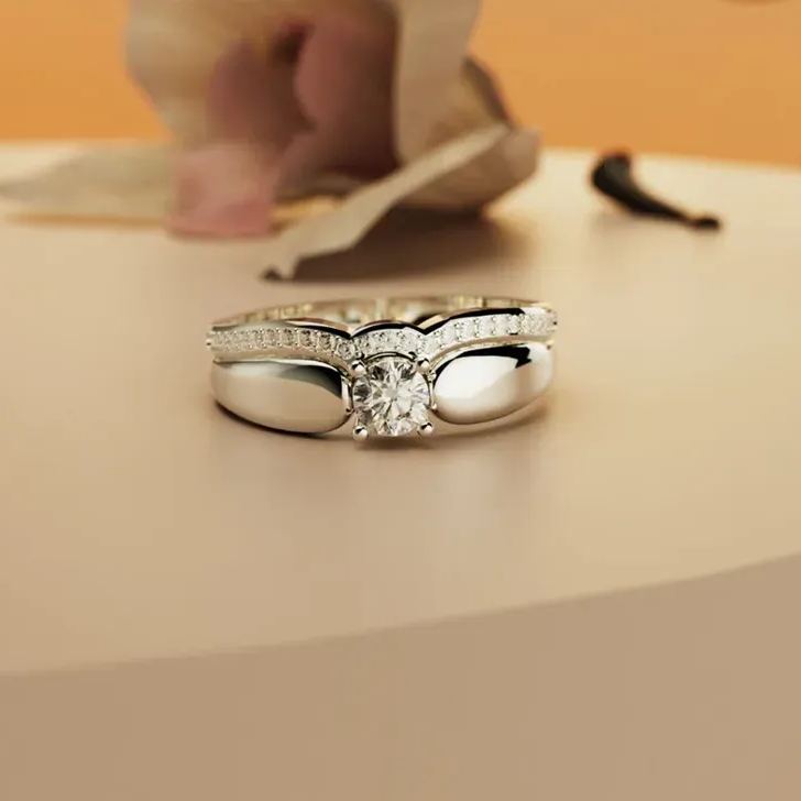 For Memorial - Until We Meet Again Single Diamond Wing-Stacking Ring
