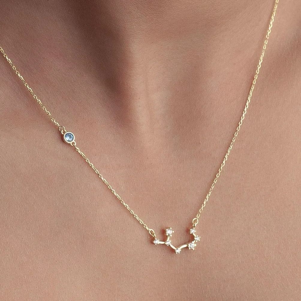 Custom Birthstone & Zodiac Necklace