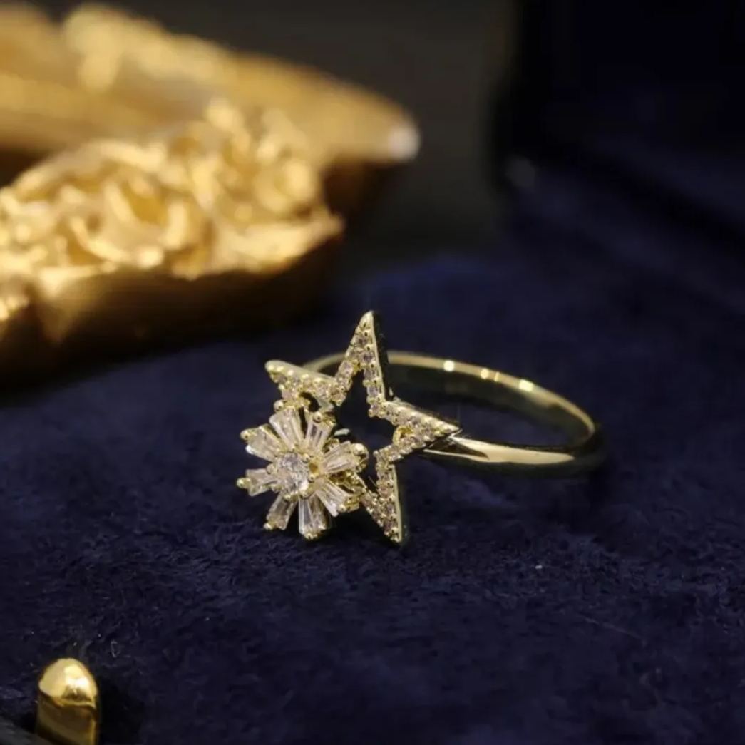 🎄Christmas Hot Sale🎁Rotating Star Flower Zircon Earrings