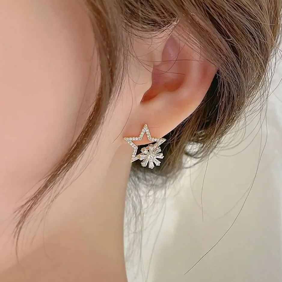 🎄Christmas Hot Sale🎁Rotating Star Flower Zircon Earrings