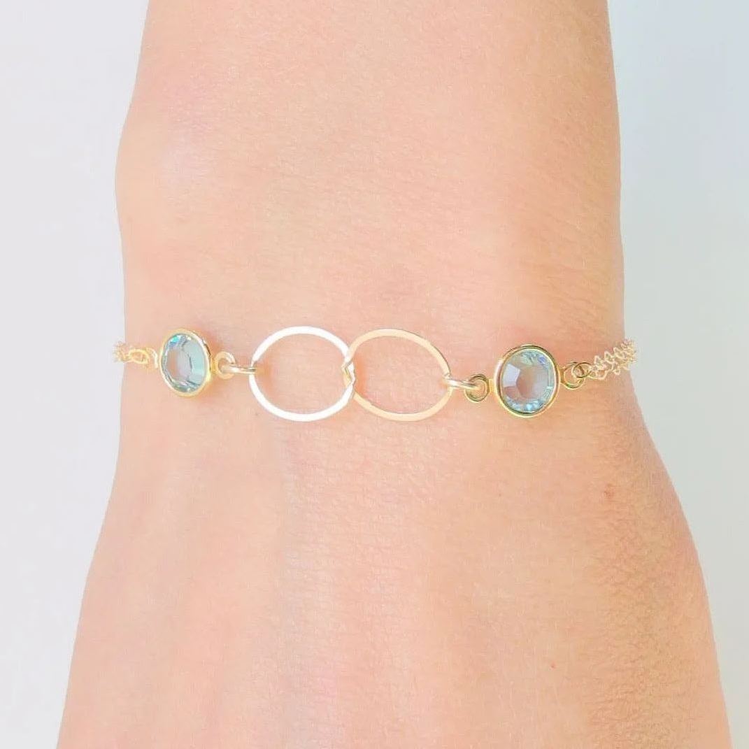 Mother And Daughter Forever Linked Together Custom Birthstones Bracelet