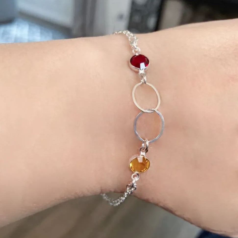 Mother And Daughter Forever Linked Together Custom Birthstones Bracelet