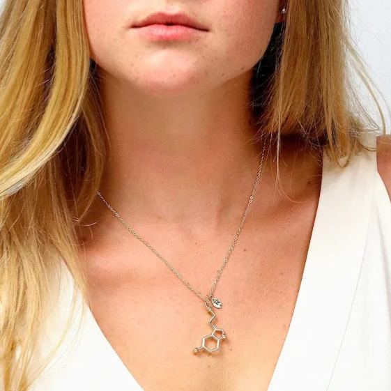 For Love - Personalized Initial Serotonin Molecule Necklace