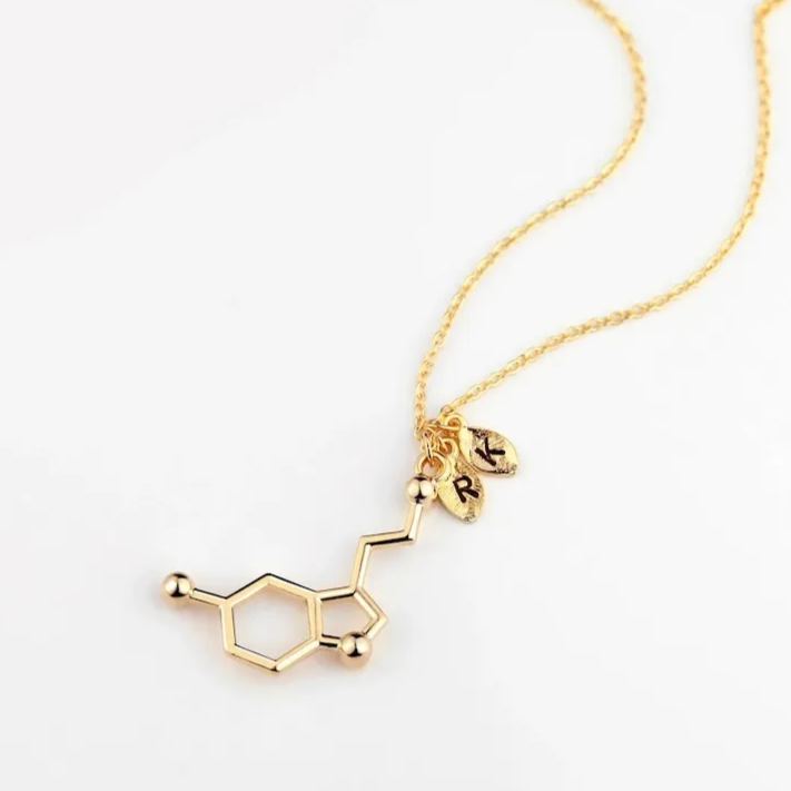 For Love - Personalized Initial Serotonin Molecule Necklace