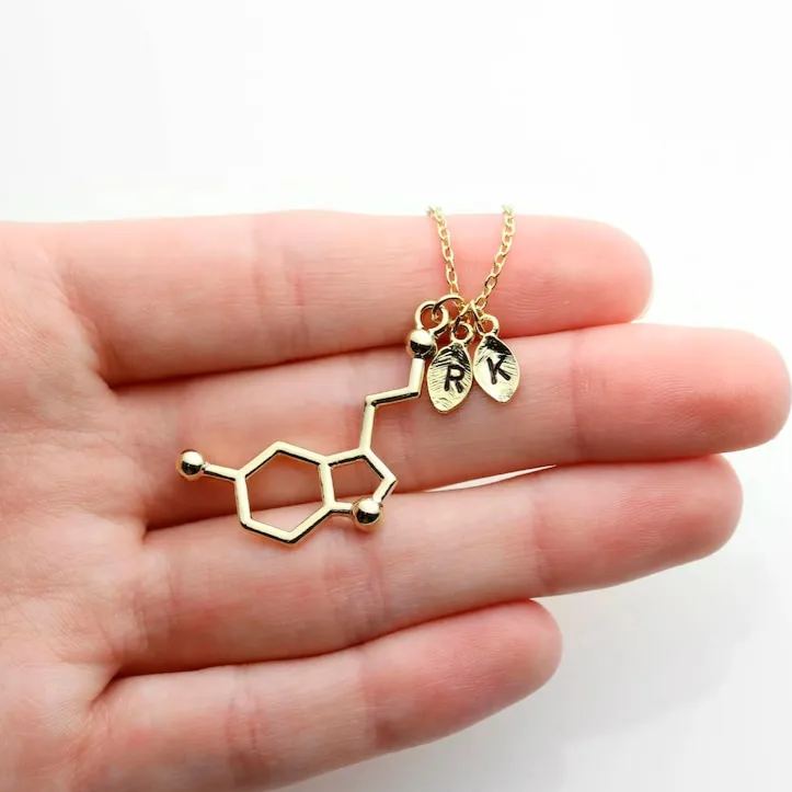 For Love - Personalized Initial Serotonin Molecule Necklace