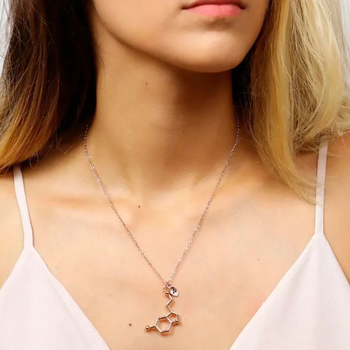 For Love - Personalized Initial Serotonin Molecule Necklace
