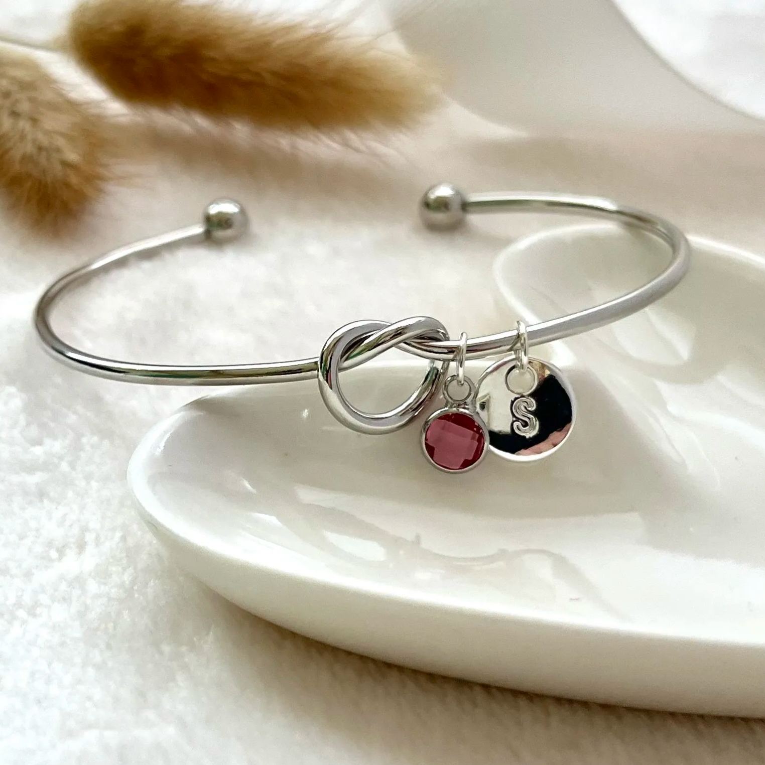 For Love - Custom Birthstone & Initials Knot Bracelet 