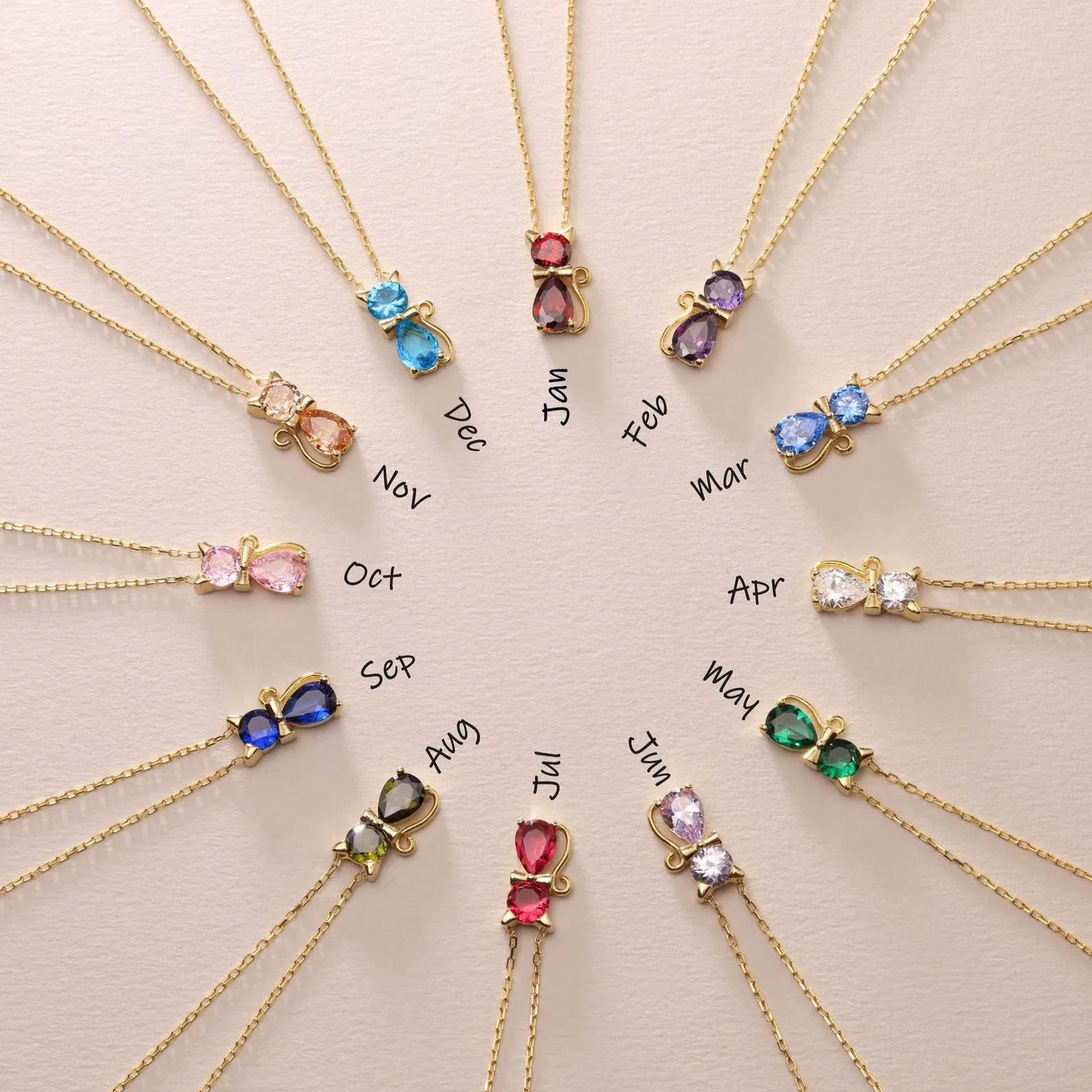 💐Mother's Day Pre-sale💝For Cat Lover-Birthstone Kitten Necklace