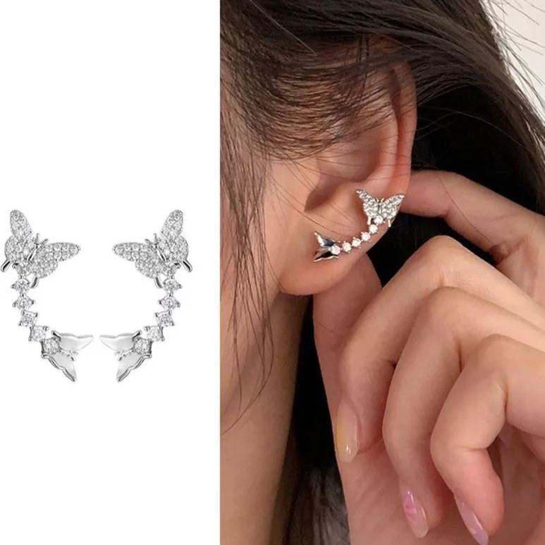 💐Mother's Day Pre-sale💝14K Gold-Plated Elegant Zircon Diamond Butterfly Crawlers