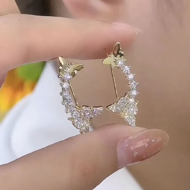 💐Mother's Day Pre-sale💝14K Gold-Plated Elegant Zircon Diamond Butterfly Crawlers