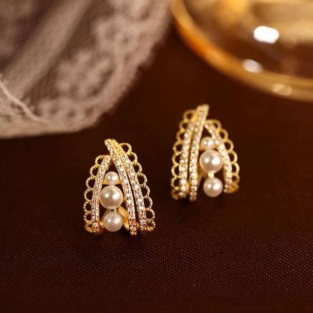 🌸Vintage Pearl Zircon Lace Earrings