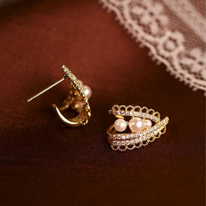 🌸Vintage Pearl Zircon Lace Earrings