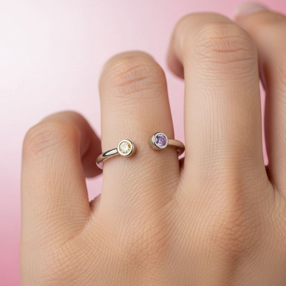 For Friend - Custom Double Birthstone Ring