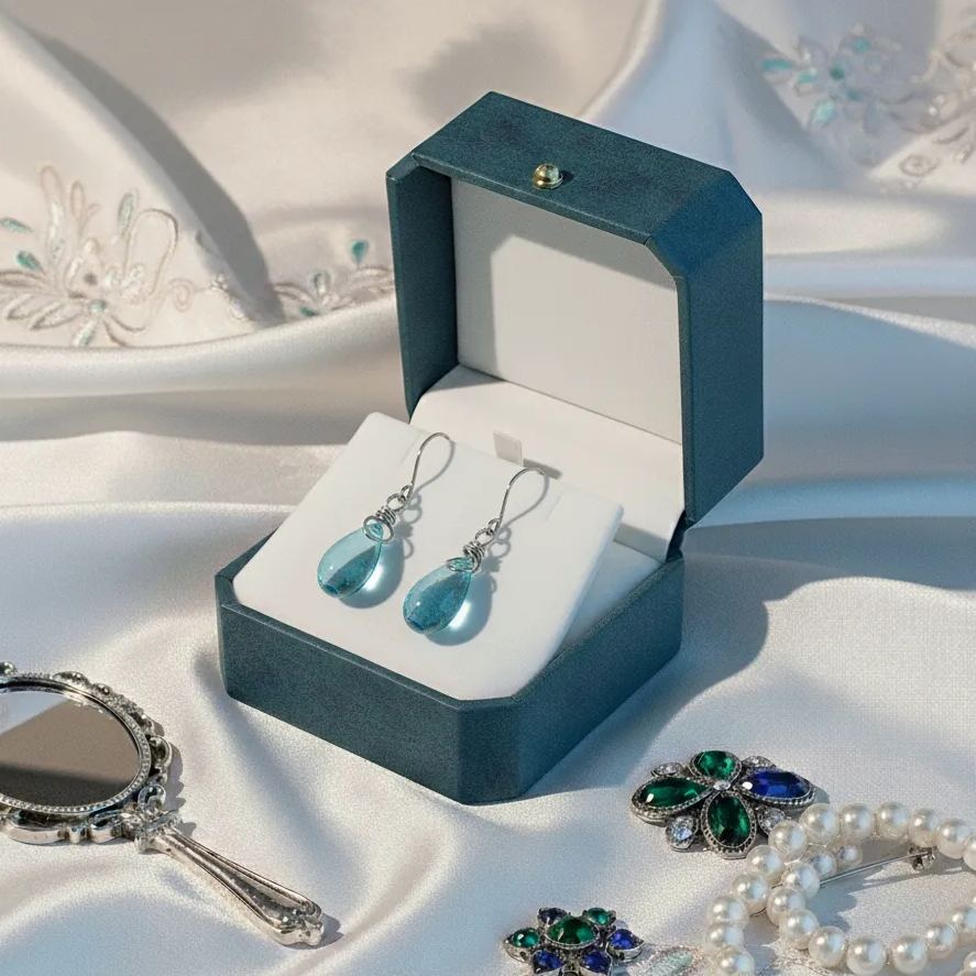 Teardrop Mason Jar Earrings: Recycled Vintage Glass