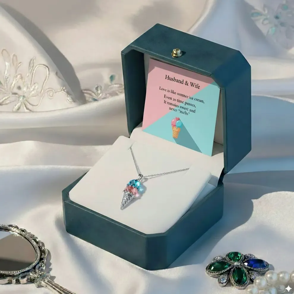 For Love- Custom Sweet Ice Cream Birthstones Necklace