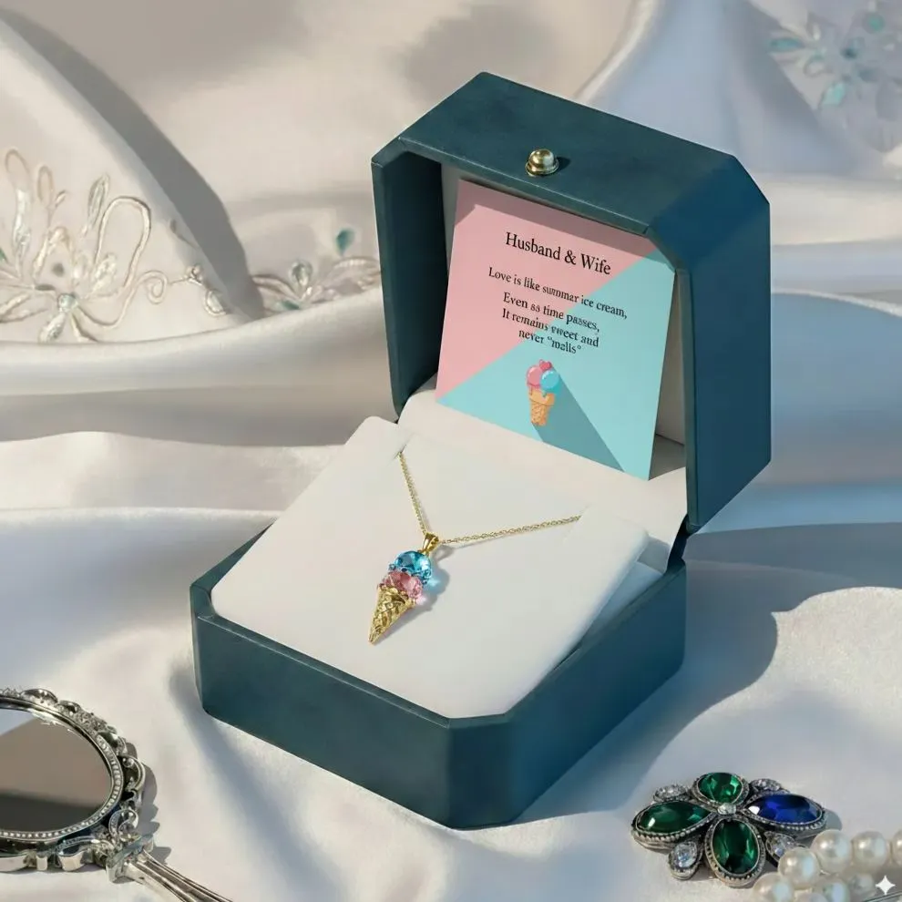 For Love- Custom Sweet Ice Cream Birthstones Necklace