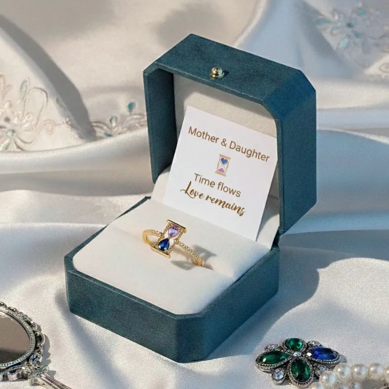 Love Remains Hourglass Double Birthstone Ring