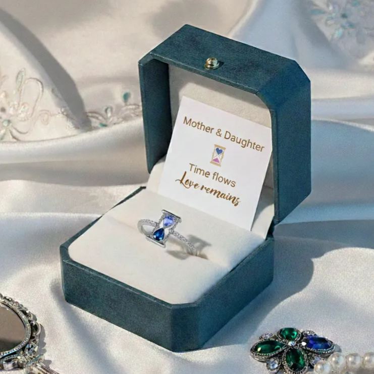Love Remains Hourglass Double Birthstone Ring