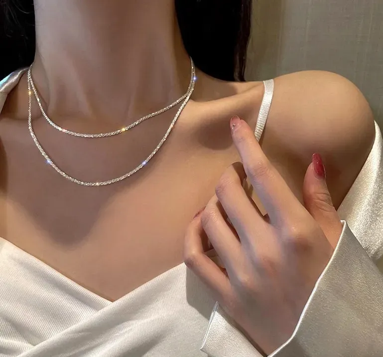 Sterling Silver Sparkle Necklace  Delicate Necklace  Charm image 2