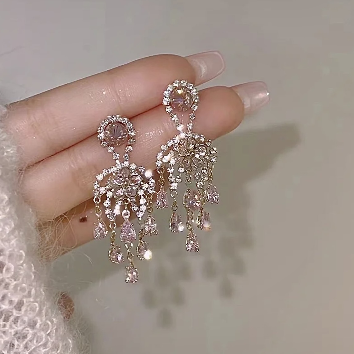 🎄Christmas Hot Sale✨Shiny Pink Tassel Earrings