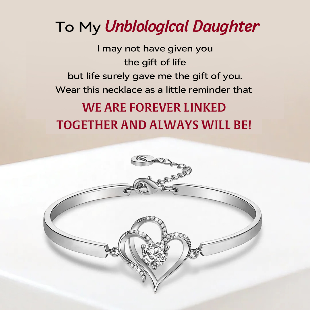 For Unbiological Daughter -I Always With You Double Heart Diamond Bracelet