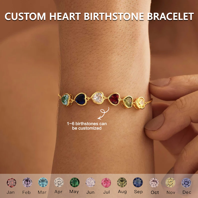 For Love- Personalised Heart Birthstone Bracelet