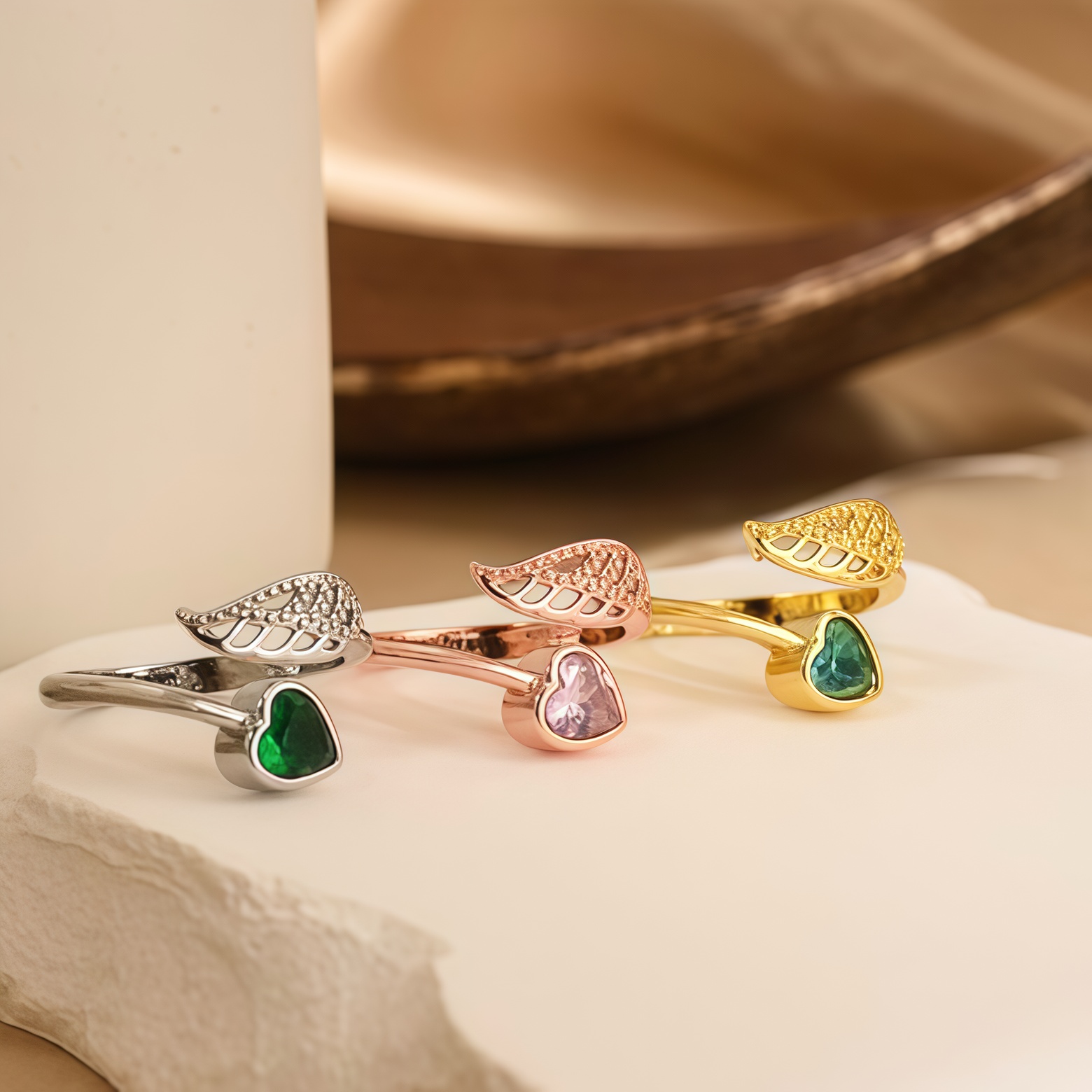 For Memorial -  I'm a Wife to a Husband  Custom Birthstone Wing Ring