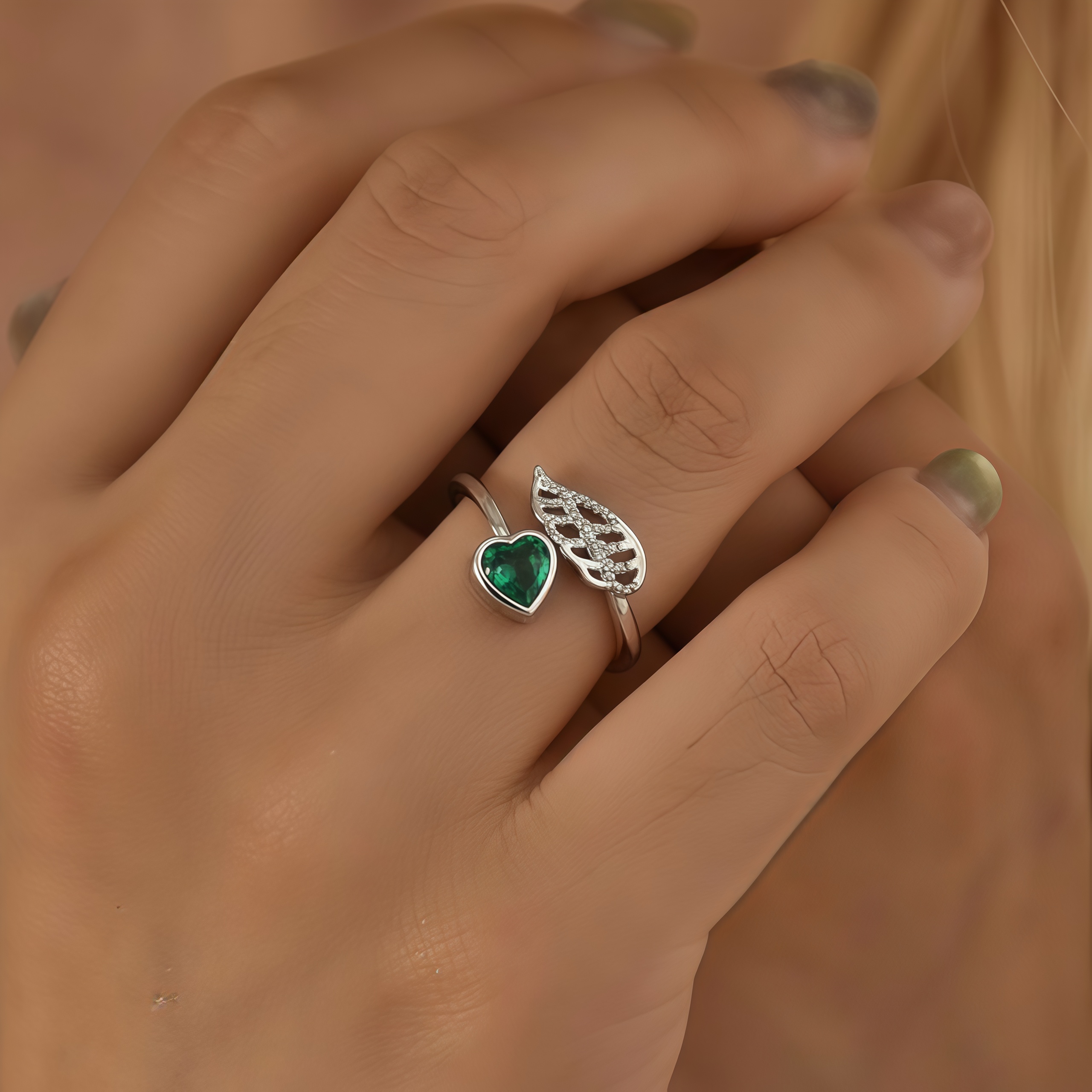 For Memorial -  I'm a Wife to a Husband  Custom Birthstone Wing Ring