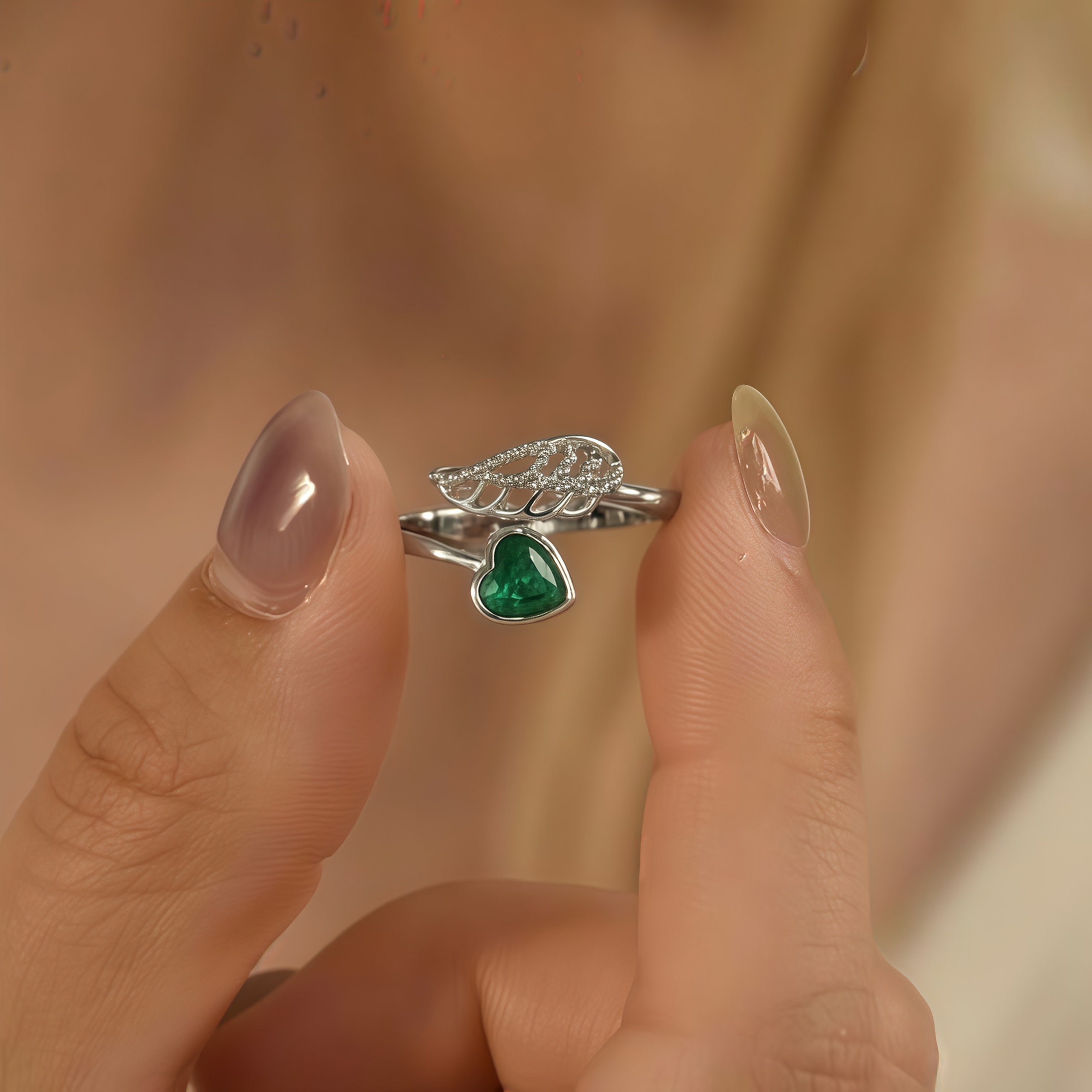 For Memorial -  I'm a Wife to a Husband  Custom Birthstone Wing Ring