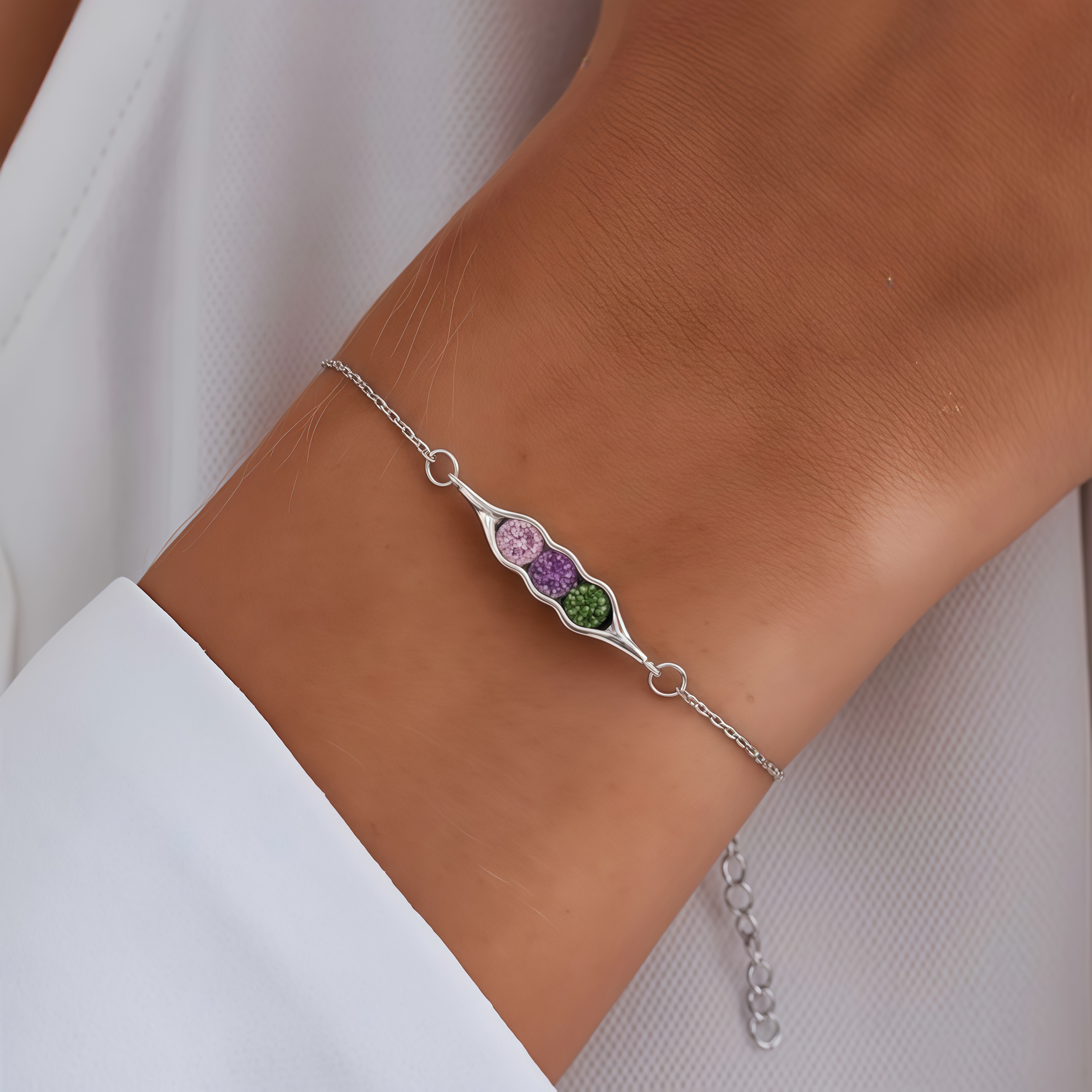 For Friend- We're Peas in a pod Birthstone Bracelet