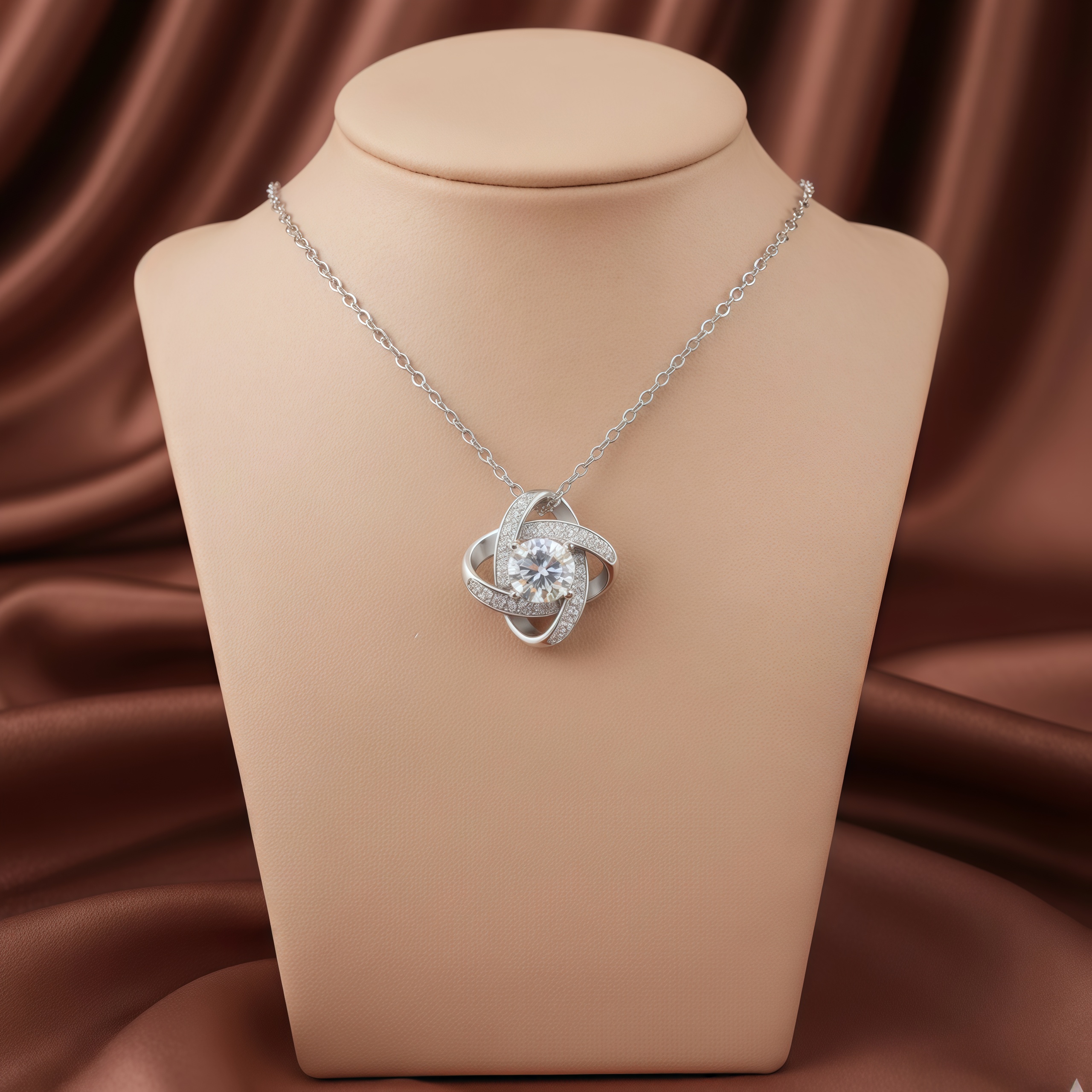 For My Granddaughter -I Am Always With You Diamond Knot Necklace