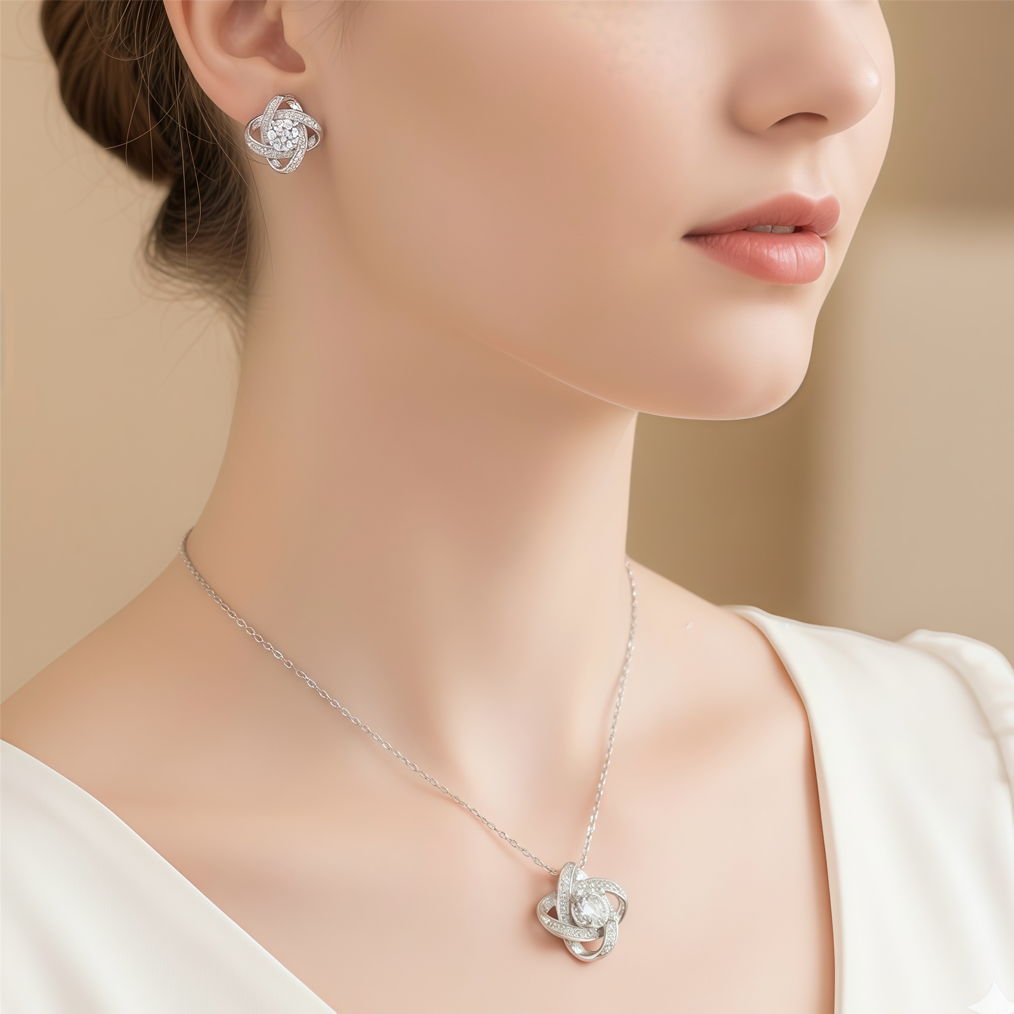 For My Granddaughter -I Am Always With You Diamond Knot Necklace