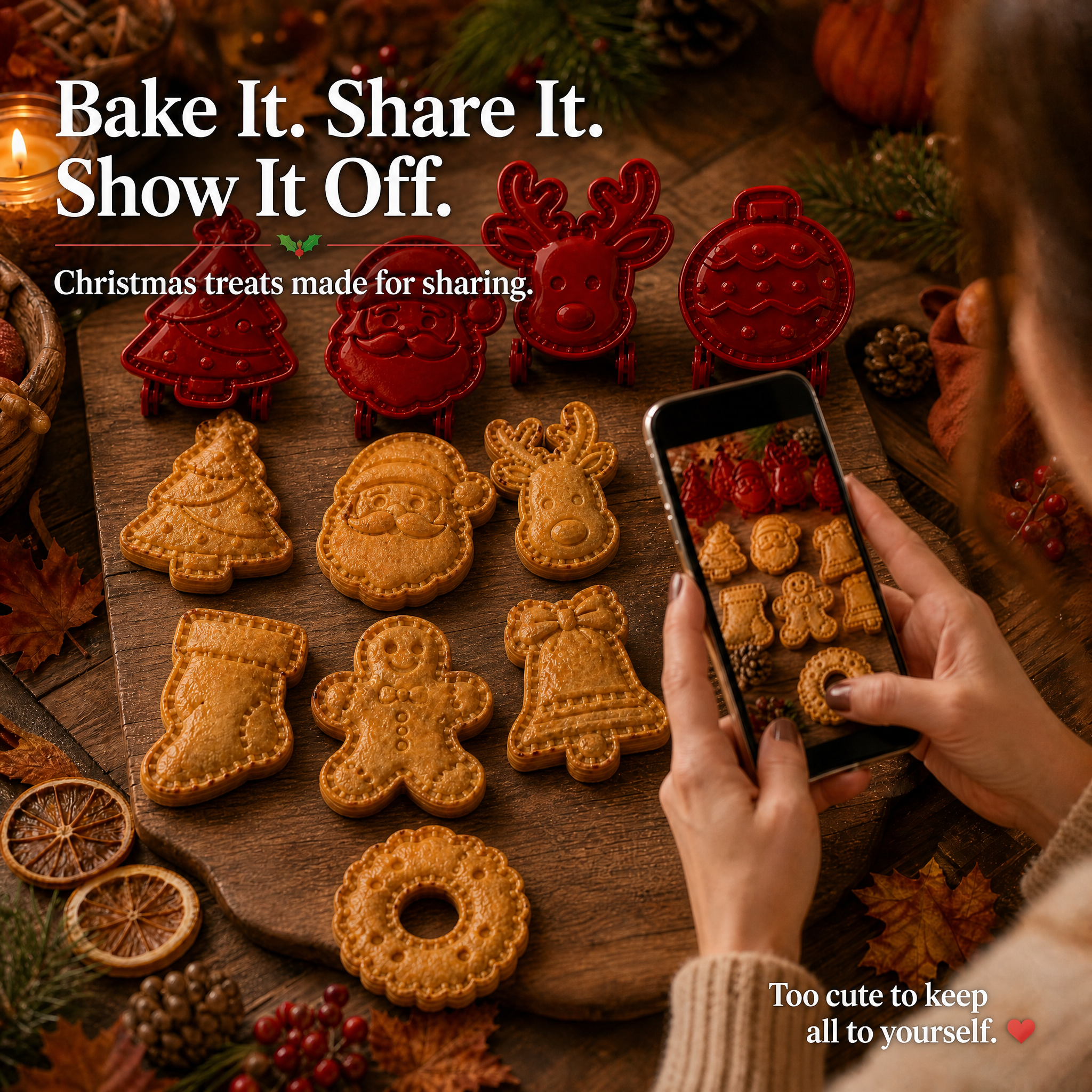 Christmas 8‑Pack Hand‑Press Cookie & Hand Pie Molds