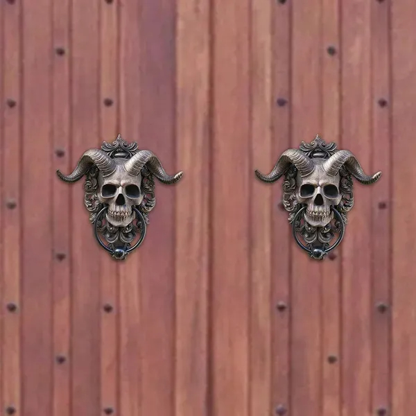 🔥☠️Horned God Skull Hanging Door Knocker