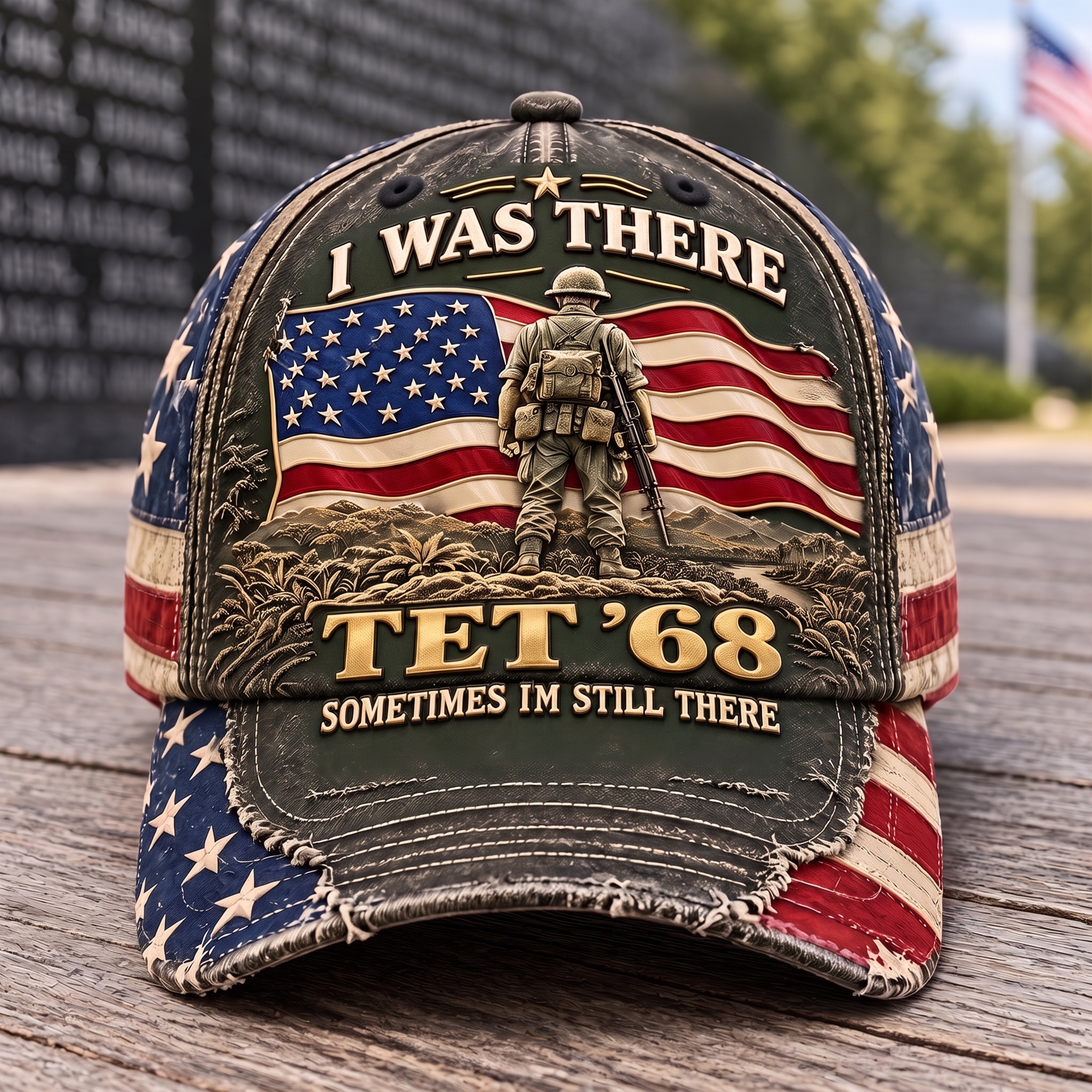 Tet '68 Vietnam Veteran Printed Baseball Cap