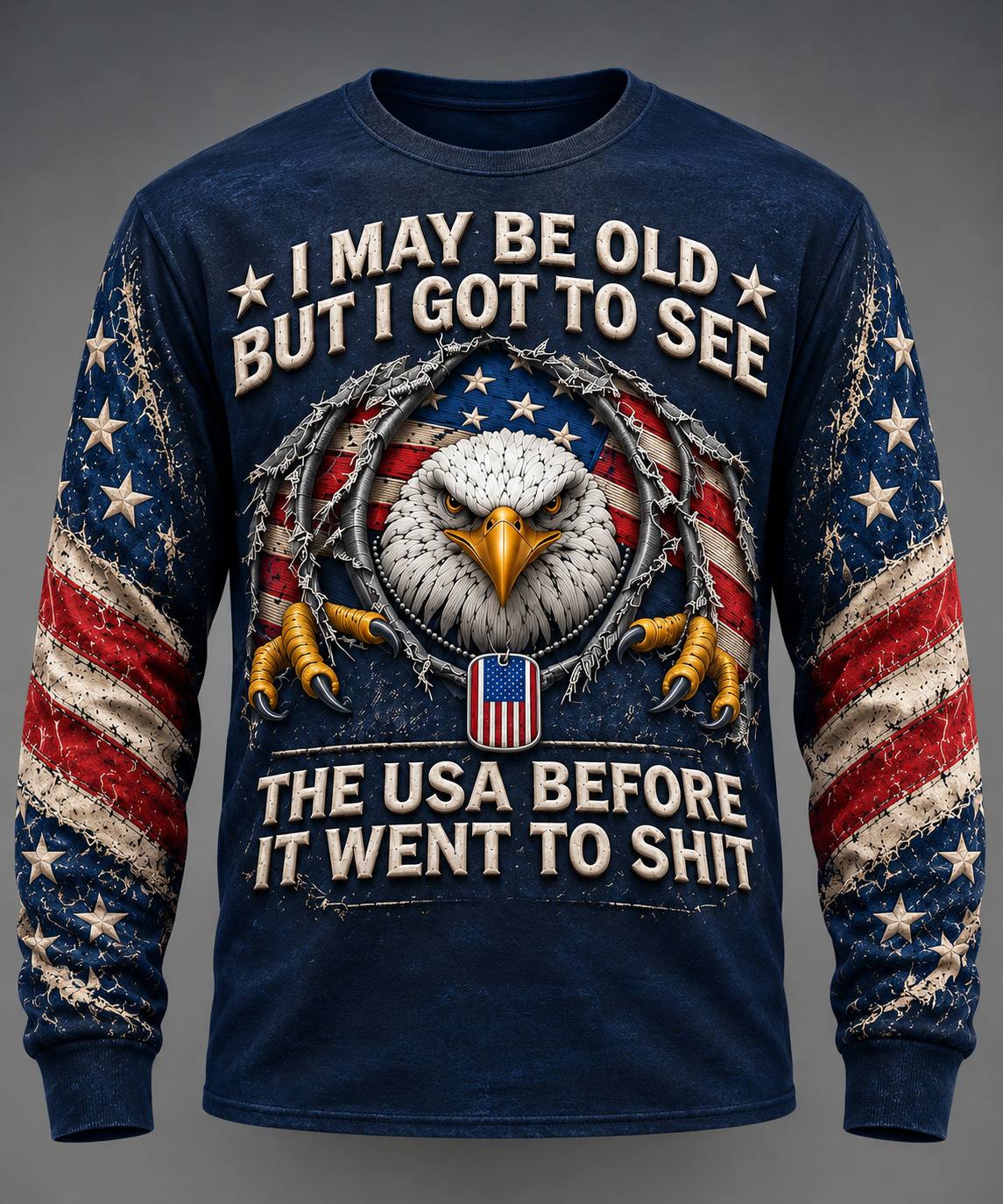 Vintage Patriotic Eagle Long Sleeve Shirt